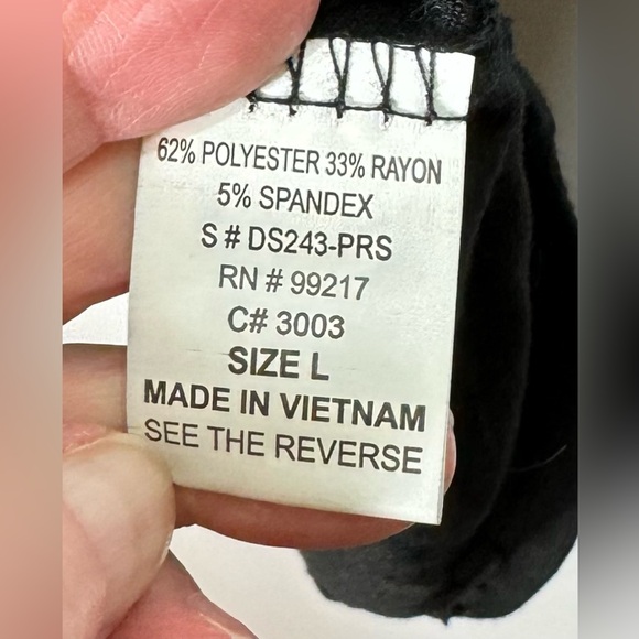 NWT MMMMMM Size Large Jersey A Line Black Pull Over High Low Short Sleeve Dress - Picture 5 of 7